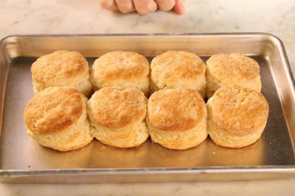Southern biscuits on a half sheet pan.
