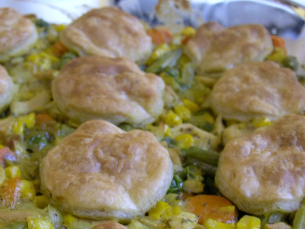 Curried chicken pot pie on the set of Good Eats.