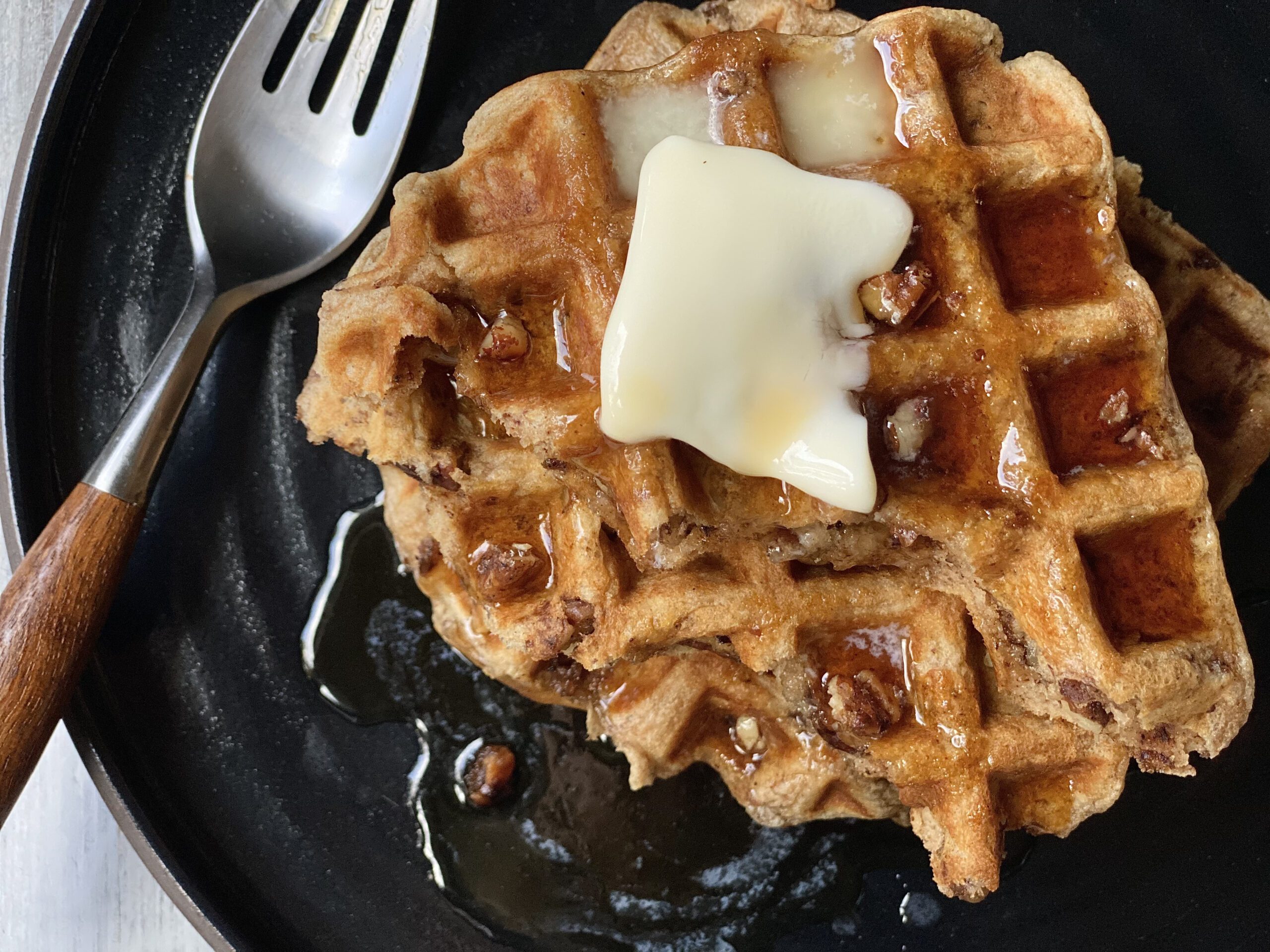 Pecan Sour Cream Waffles - Alton Brown