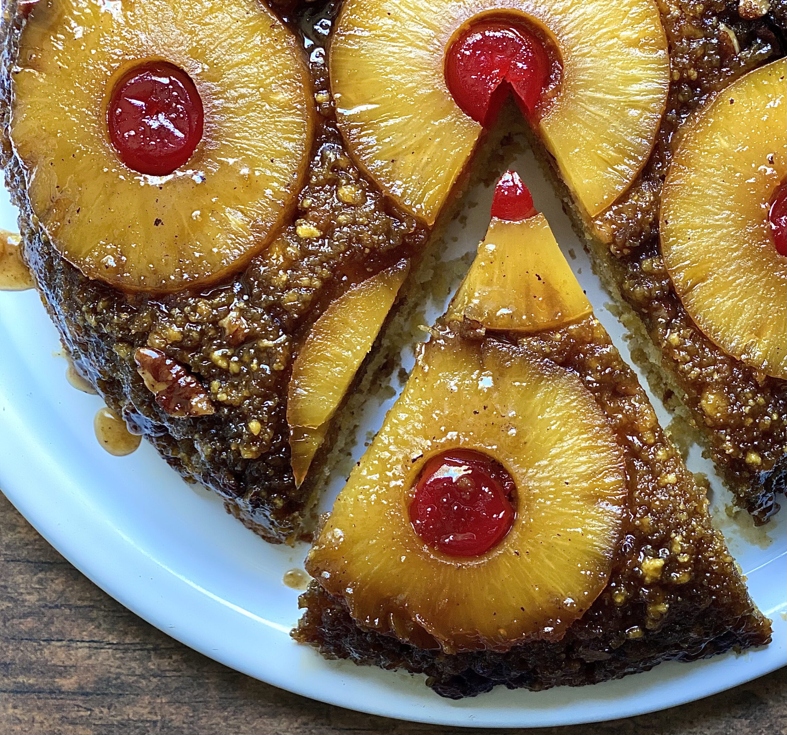 Pineapple Upside Down Coconut Rum Cornmeal Cake - Sprinkle Bakes